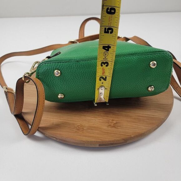 Divina Firenze Made in Italy Green Tan Leather Womens Convertible Backpack Purse - Picture 9 of 13